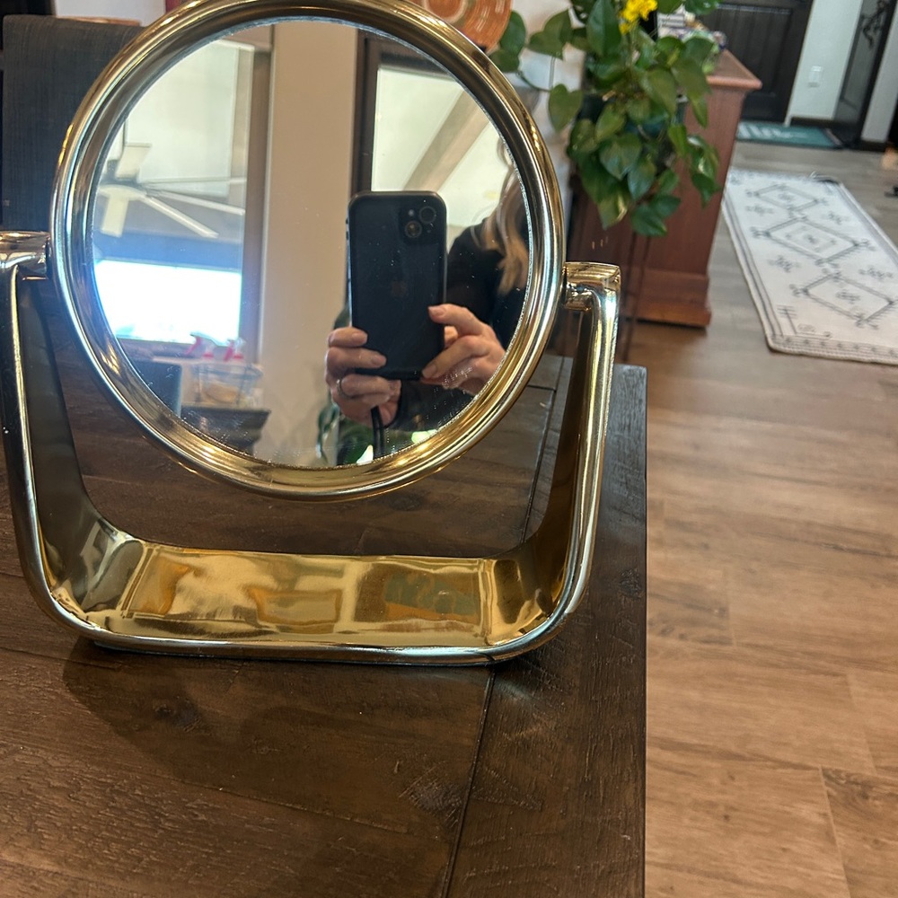 West Elm Brass Sculptural Vanity Mirror - Picture 5 of 10